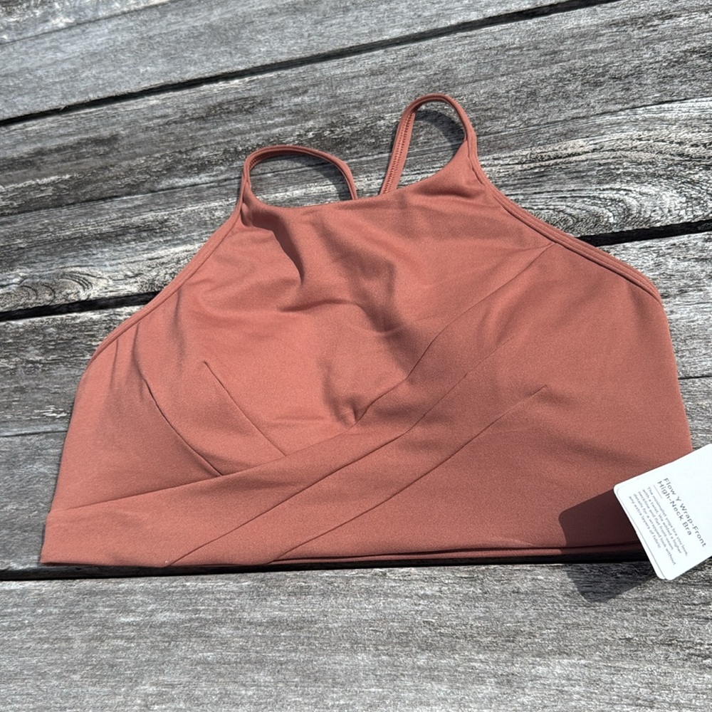Lululemon Flow Y Wrap-Front High-Neck Bra B/C Cup size 8 ancient copper‎ nwt